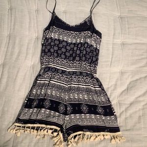 Patterned Romper with Tassel accent